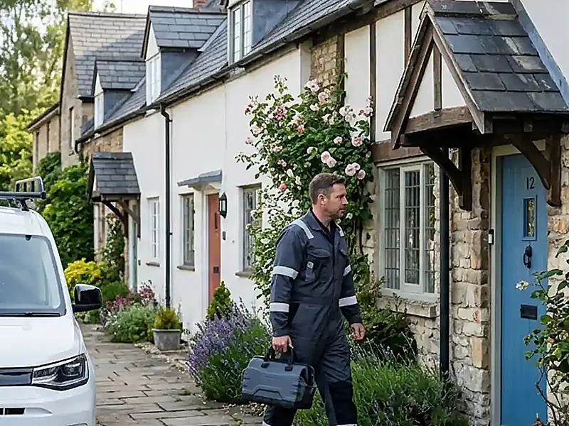 Engineer arriving for a scheduled residential air conditioning visit